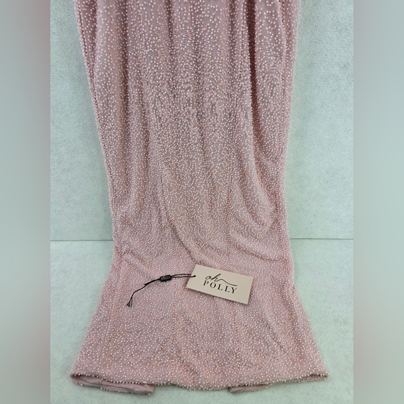 Oh Polly Palermo Embellished Bandeau Cowl Neck Maxi Dress Blush Size 4 - Picture 13 of 16